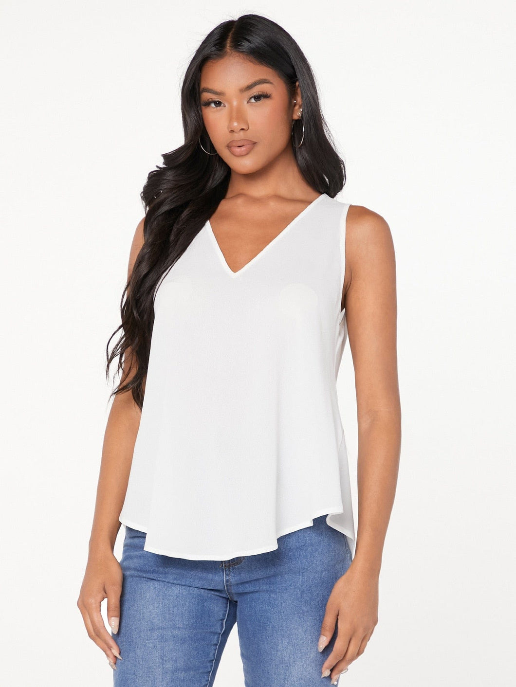 Love God. Store Women Blouses White / XS evolu V neck Solid Top price