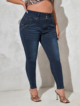 Cargar imagen en el visor de la galería, Love God. Store Large Size Jeans Large High Waist Washed Skinny Jeans price
