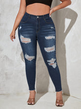 Cargar imagen en el visor de la galería, Love God. Store Large Size Jeans Large Washed Raw Hem Ripped Jeans price
