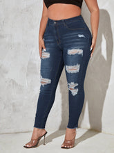 Cargar imagen en el visor de la galería, Love God. Store Large Size Jeans Large Washed Raw Hem Ripped Jeans price
