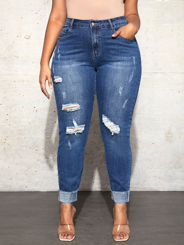 Love God. Store Large Size Jeans Medium Wash / 0XL Large Ripped Slant Pocket Skinny Jeans price