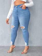 Cargar imagen en el visor de la galería, Love God. Store Large Size Jeans SXY Large High Waist Ripped Raw Trim Skinny Jeans price
