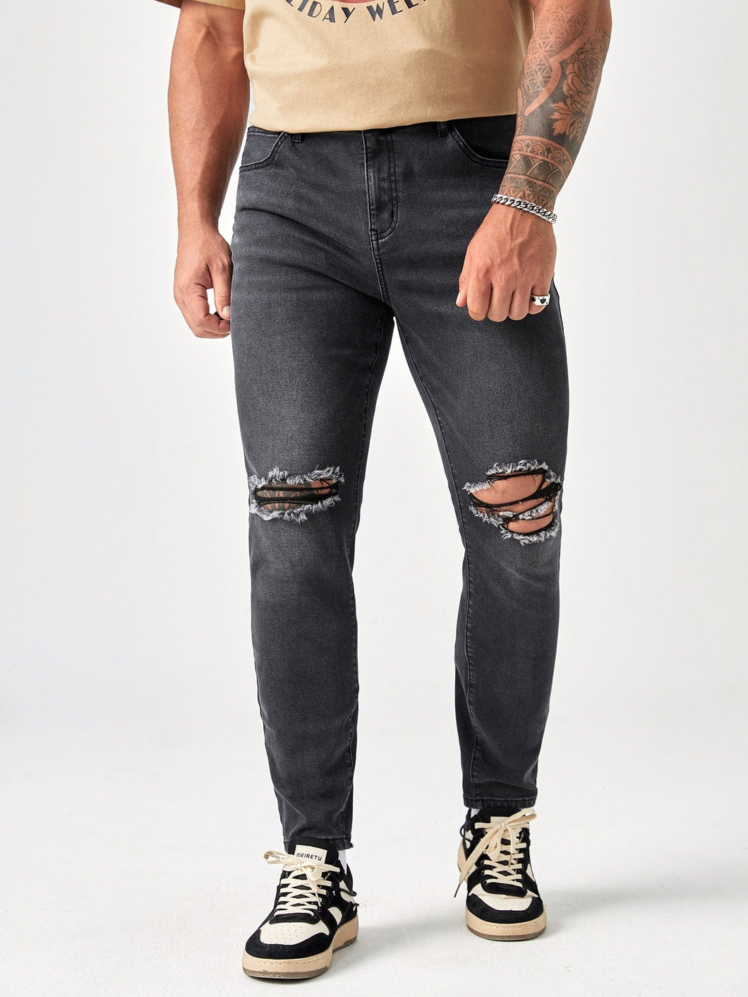 Love God. Store Men Jeans Extended Sizes Men Ripped Skinny Jeans price