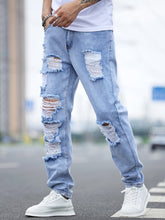 Load image into Gallery viewer, Love God. Store Men Jeans Men Ripped Frayed Cut Out Jeans price
