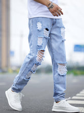 Load image into Gallery viewer, Love God. Store Men Jeans Men Ripped Frayed Cut Out Jeans price
