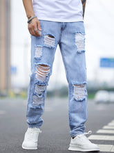 Load image into Gallery viewer, Love God. Store Men Jeans Men Ripped Frayed Cut Out Jeans price
