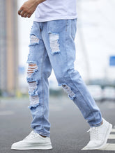 Load image into Gallery viewer, Love God. Store Men Jeans Men Ripped Frayed Cut Out Jeans price
