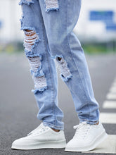 Load image into Gallery viewer, Love God. Store Men Jeans Men Ripped Frayed Cut Out Jeans price
