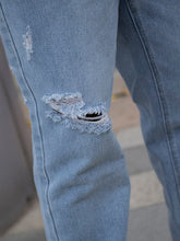 Cargar imagen en el visor de la galería, Love God. Store Men Jeans Men Ripped Slant Pocket Light Wash Jeans price
