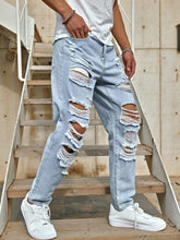 Lade das Bild in den Galerie-Viewer, Love God. Store Men Jeans Men Ripped Washed Jeans price
