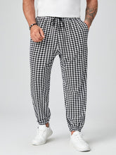 Charger l&#39;image dans la galerie, Love God. Store Men Pants Large Size Men Houndstooth Drawstring Waist Carrot Pants price
