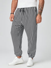 Charger l&#39;image dans la galerie, Love God. Store Men Pants Large Size Men Houndstooth Drawstring Waist Carrot Pants price
