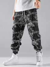 Charger l&#39;image dans la galerie, Love God. Store Men Pants Men Random Paisley Scarf Print Drawstring Waist Pants price
