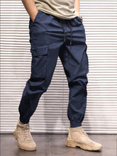 Charger l&#39;image dans la galerie, Love God. Store Men Pants Navy Blue / S Men Drawstring Waist Cargo Pants price
