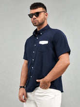 Load image into Gallery viewer, Love God. Store Men Shirts Larger Size Men Contrast Panel Pocket Patched Shirt price
