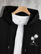 Charger l&#39;image dans la galerie, Love God. Store Men Sweatshirts Men 1pc Letter Palm Tree Print Zip Up Hoodie price
