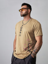 Charger l&#39;image dans la galerie, Love God. Store Men T-Shirts &amp; Tanks Larger Size Men Japanese and Botanical Print Curved Hem Tee price
