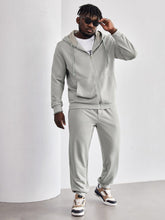 Charger l&#39;image dans la galerie, Love God. Store Men Two-piece Outfits Large Sizes Men Zip Up Drawstring Hoodie Sweatpants price
