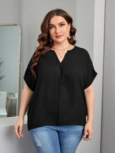 Charger l&#39;image dans la galerie, Love God. Store Plus Size Blouses Black / 0XL Plus Notched Neck Batwing Sleeve Roll Cuff Blouse price
