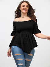 Charger l&#39;image dans la galerie, Love God. Store Plus Size Blouses Black / 0XL Plus Swiss Dot Shirred Peplum Blouse price
