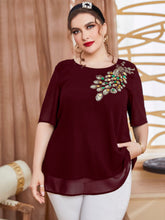 Charger l&#39;image dans la galerie, Love God. Store Plus Size Blouses Burgundy / 0XL Plus Peacock Embroidery Blouse price
