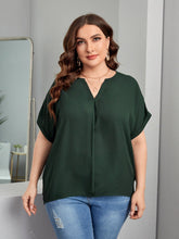 Charger l&#39;image dans la galerie, Love God. Store Plus Size Blouses Dark Green / 0XL Plus Notched Neck Batwing Sleeve Roll Cuff Blouse price
