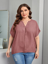 Charger l&#39;image dans la galerie, Love God. Store Plus Size Blouses Dusty Pink / 1XL Plus Notched Neck Batwing Sleeve Roll Cuff Blouse price
