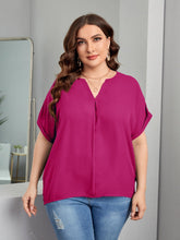 Charger l&#39;image dans la galerie, Love God. Store Plus Size Blouses Hot Pink / 4XL Plus Notched Neck Batwing Sleeve Roll Cuff Blouse price
