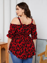 Charger l&#39;image dans la galerie, Love God. Store Plus Size Blouses Plus Allover Print Cold Shoulder Belted Blouse price
