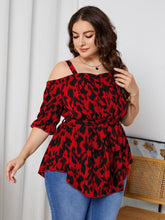 Charger l&#39;image dans la galerie, Love God. Store Plus Size Blouses Plus Allover Print Cold Shoulder Belted Blouse price
