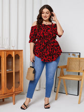 Charger l&#39;image dans la galerie, Love God. Store Plus Size Blouses Plus Allover Print Cold Shoulder Belted Blouse price
