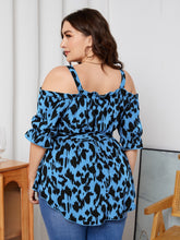 Charger l&#39;image dans la galerie, Love God. Store Plus Size Blouses Plus Allover Print Cold Shoulder Belted Blouse price
