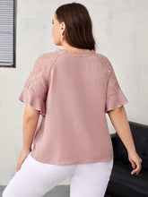 Charger l&#39;image dans la galerie, Love God. Store Plus Size Blouses Plus Contrast Lace Raglan Sleeve Top price
