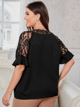 Charger l&#39;image dans la galerie, Love God. Store Plus Size Blouses Plus Contrast Lace Raglan Sleeve Top price
