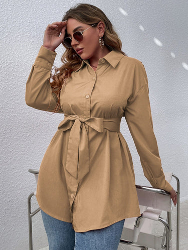 Love God. Store Plus Size Blouses Plus Drop Shoulder Belted Blouse price