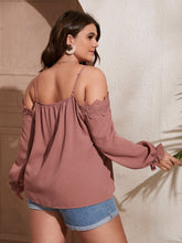 Charger l&#39;image dans la galerie, Love God. Store Plus Size Blouses Plus Guipure Lace Cold Shoulder Flounce Sleeve Blouse price
