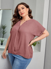 Charger l&#39;image dans la galerie, Love God. Store Plus Size Blouses Plus Notched Neck Batwing Sleeve Roll Cuff Blouse price
