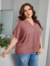 Charger l&#39;image dans la galerie, Love God. Store Plus Size Blouses Plus Notched Neck Batwing Sleeve Roll Cuff Blouse price
