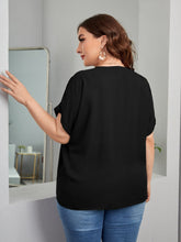 Charger l&#39;image dans la galerie, Love God. Store Plus Size Blouses Plus Notched Neck Batwing Sleeve Roll Cuff Blouse price
