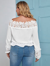 Charger l&#39;image dans la galerie, Love God. Store Plus Size Blouses Plus Solid Lace Trim Off The Shoulder Ruffle Trim Blouse price
