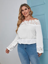 Charger l&#39;image dans la galerie, Love God. Store Plus Size Blouses Plus Solid Lace Trim Off The Shoulder Ruffle Trim Blouse price
