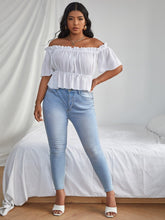 Load image into Gallery viewer, Love God. Store Plus Size Blouses Plus Solid Ruffle Bardot Blouse price
