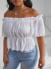 Load image into Gallery viewer, Love God. Store Plus Size Blouses Plus Solid Ruffle Bardot Blouse price
