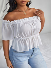 Load image into Gallery viewer, Love God. Store Plus Size Blouses Plus Solid Ruffle Bardot Blouse price
