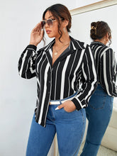 Charger l&#39;image dans la galerie, Love God. Store Plus Size Blouses Plus Striped Button Front Shirt price
