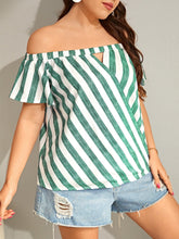 Charger l&#39;image dans la galerie, Love God. Store Plus Size Blouses Plus Striped Off Shoulder Cut Out Front Blouse price
