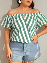 Charger l&#39;image dans la galerie, Love God. Store Plus Size Blouses Plus Striped Off Shoulder Cut Out Front Blouse price
