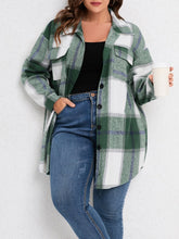 Charger l&#39;image dans la galerie, Love God. Store Plus Size Coats Green / 0XL Plus Plaid Flap Pocket Drop Shoulder Coat price
