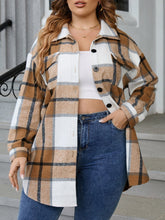 Charger l&#39;image dans la galerie, Love God. Store Plus Size Coats Khaki / 0XL Plus Plaid Flap Pocket Drop Shoulder Coat price
