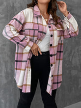 Charger l&#39;image dans la galerie, Love God. Store Plus Size Coats Lilac Purple / 0XL Plus Plaid Flap Pocket Drop Shoulder Coat price
